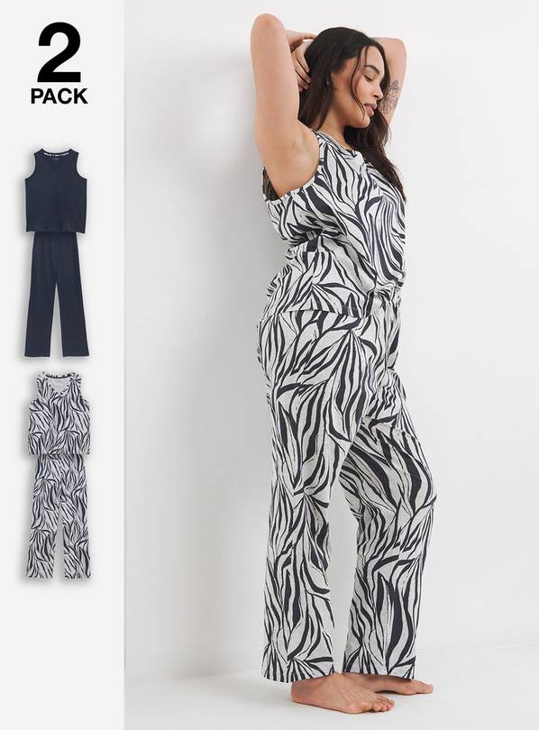 JD WILLIAMS Pretty Secrets Zebra 2 Pack Pyjama Set 8-10